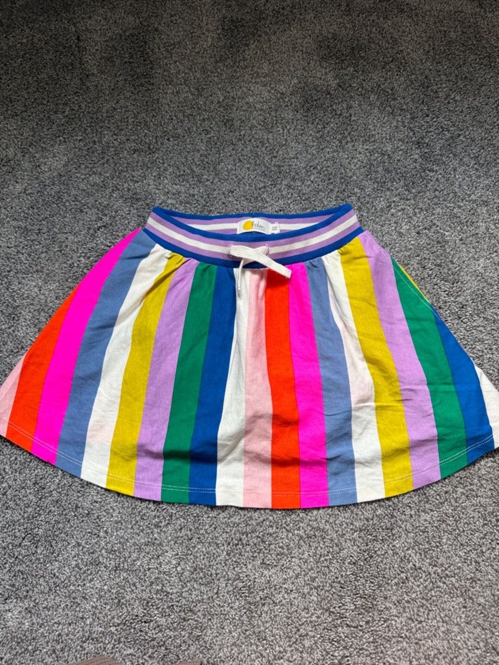 Colorful Rainbow Stripe Skort with Drawstring Waist